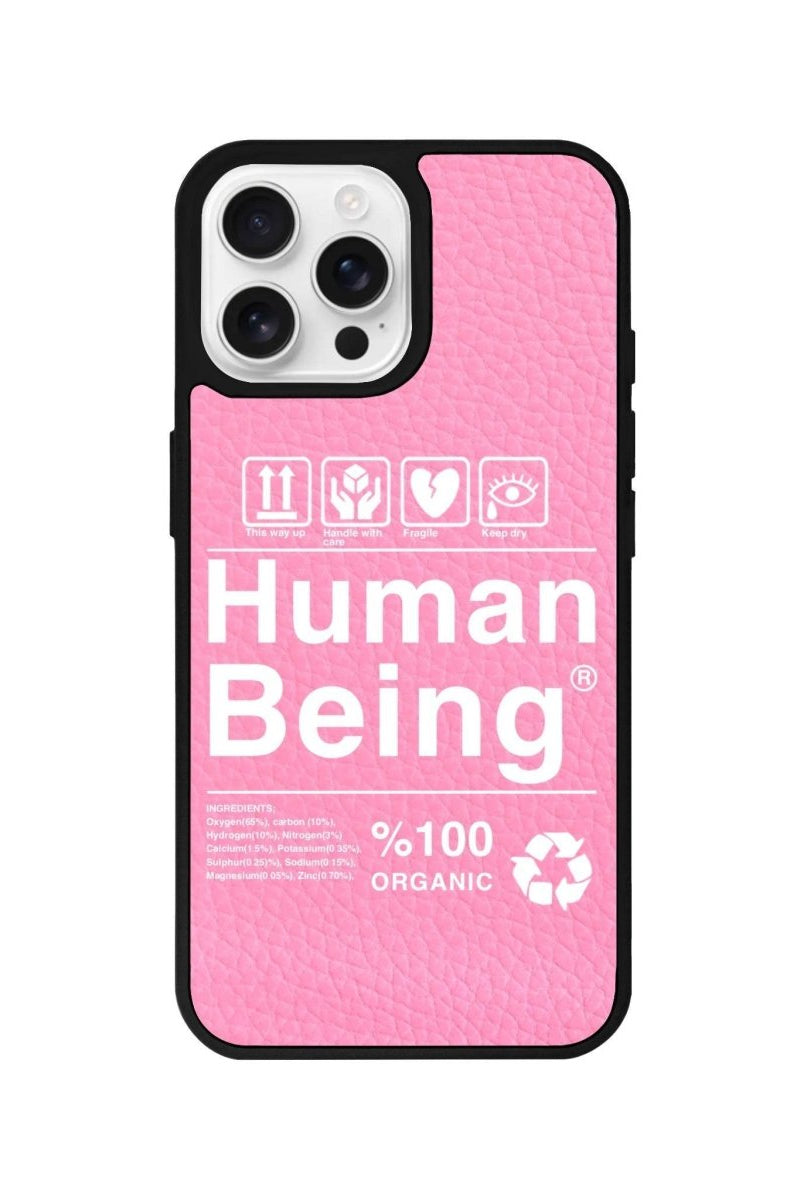 iPhone 16 Pro Human Being Leather Vegan Deri Telefon Kılıfı Pembe - SUMTHINCS