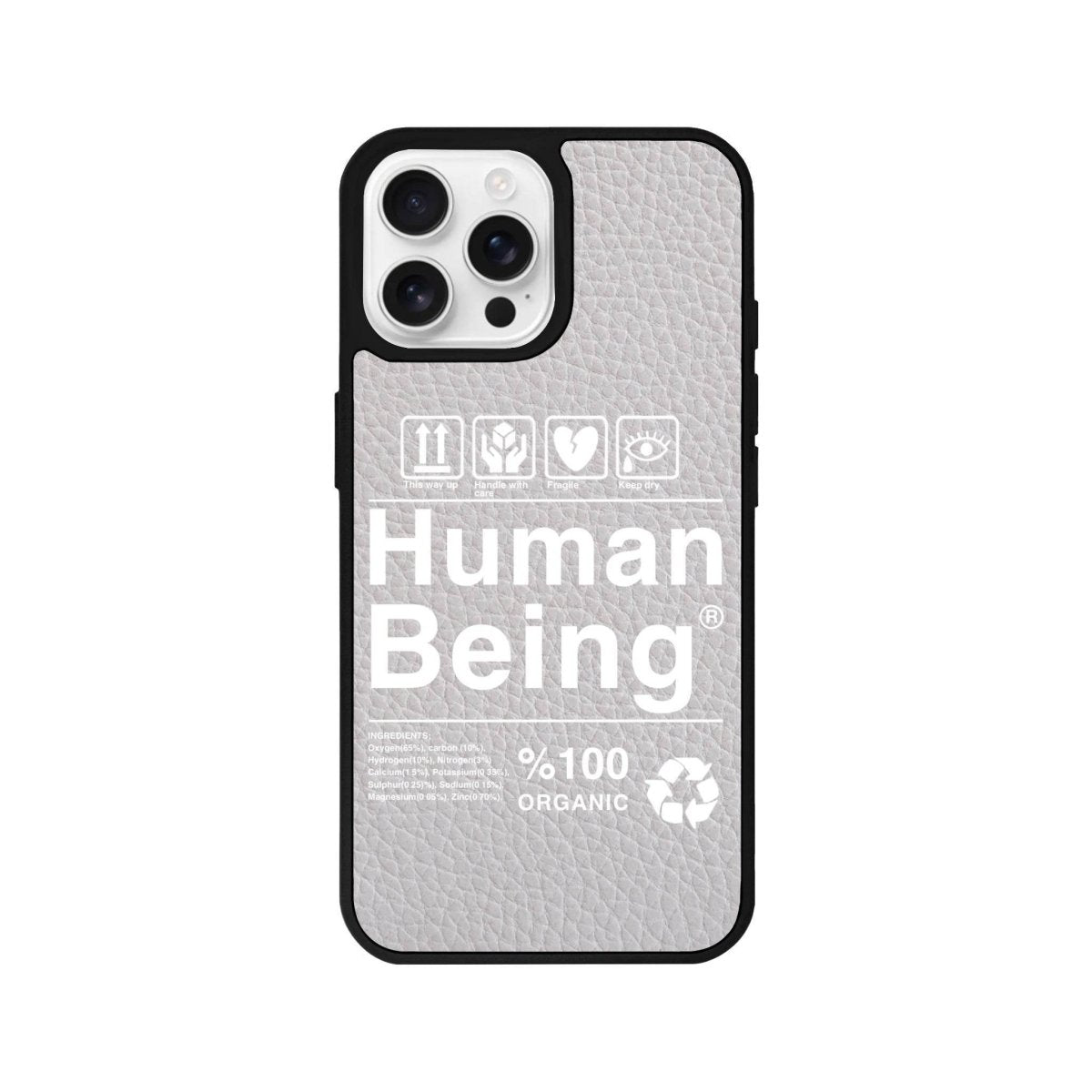 iPhone 16 Pro Human Being Leather Vegan Deri Telefon Kılıfı Gri - SUMTHINCS