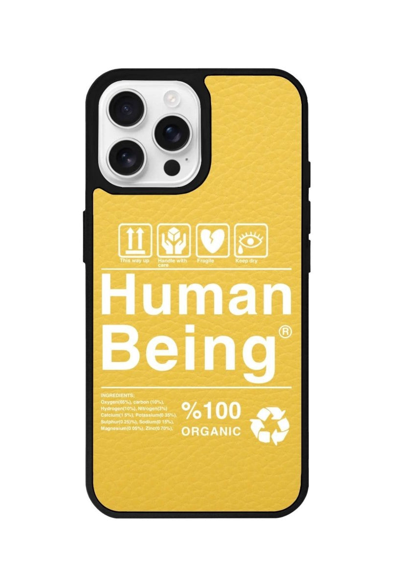 iPhone 16 Pro Human Being Leather Vegan Deri Telefon Kılıfı Sarı - SUMTHINCS