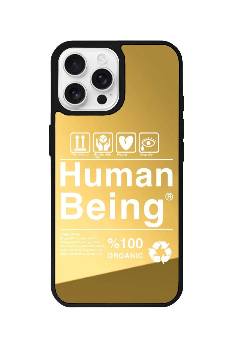 iPhone 16 Pro Human Being Mirror Aynalı Telefon Kılıfı Altın - SUMTHINCS