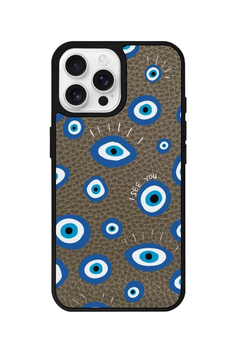 iPhone 16 Pro I See You Leather Vegan Deri Telefon Kılıfı Haki - SUMTHINCS