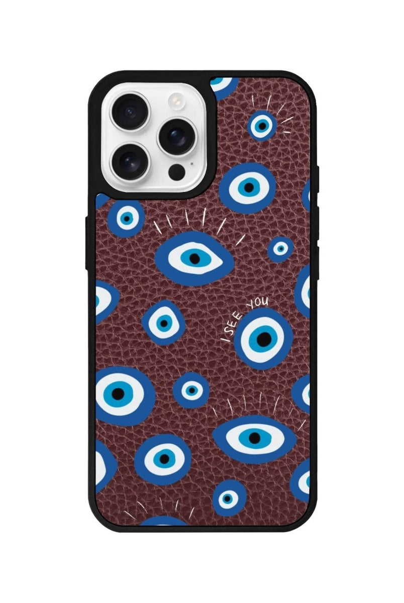 iPhone 16 Pro I See You Leather Vegan Deri Telefon Kılıfı Bordo - SUMTHINCS