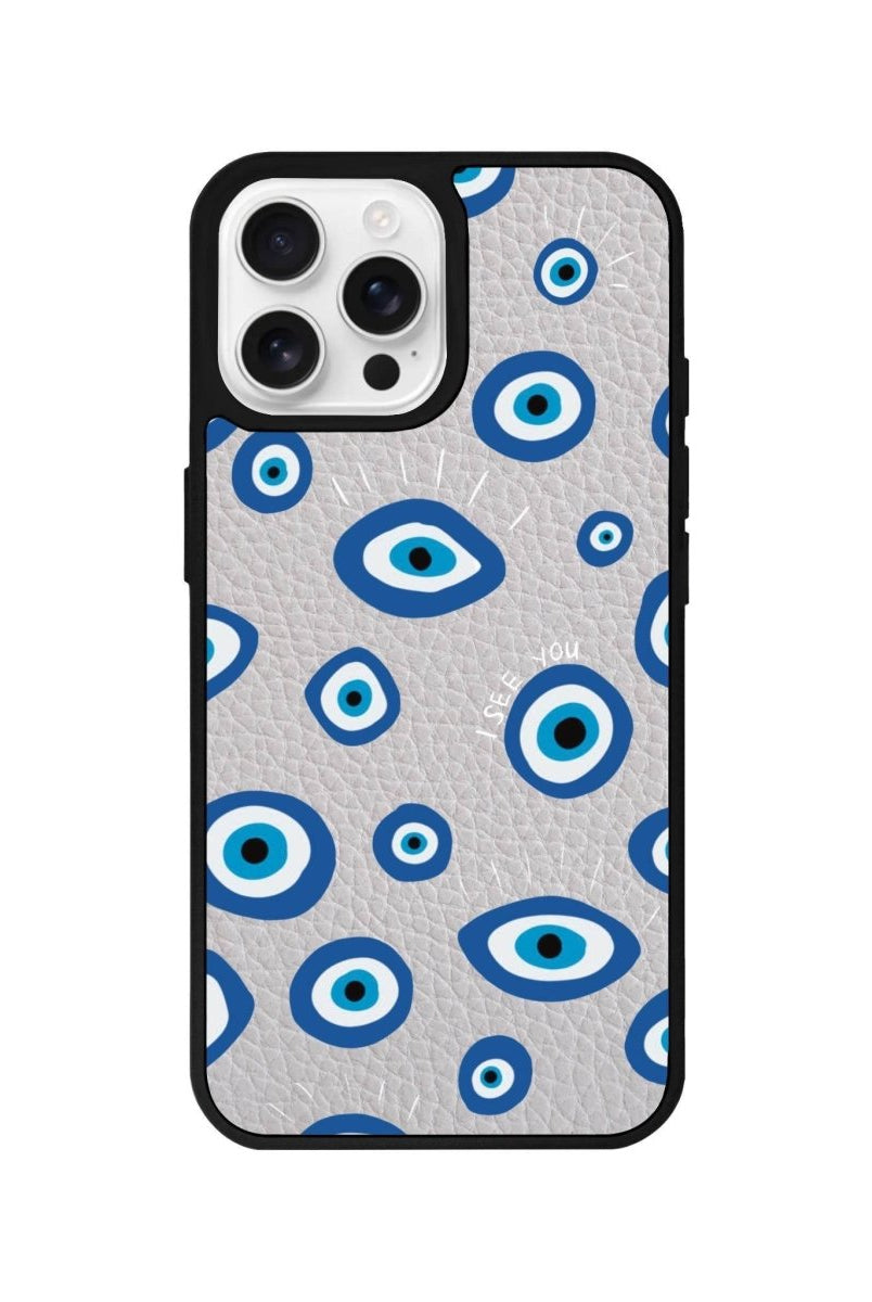 iPhone 16 Pro I See You Leather Vegan Deri Telefon Kılıfı Gri - SUMTHINCS