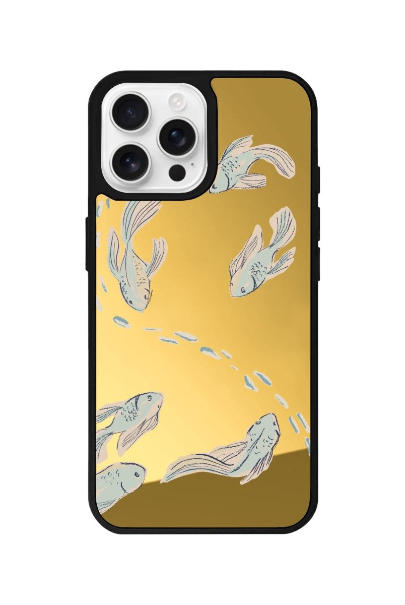 iPhone 16 Pro Koi Fish Mirror Aynalı Telefon Kılıfı Altın - SUMTHINCS