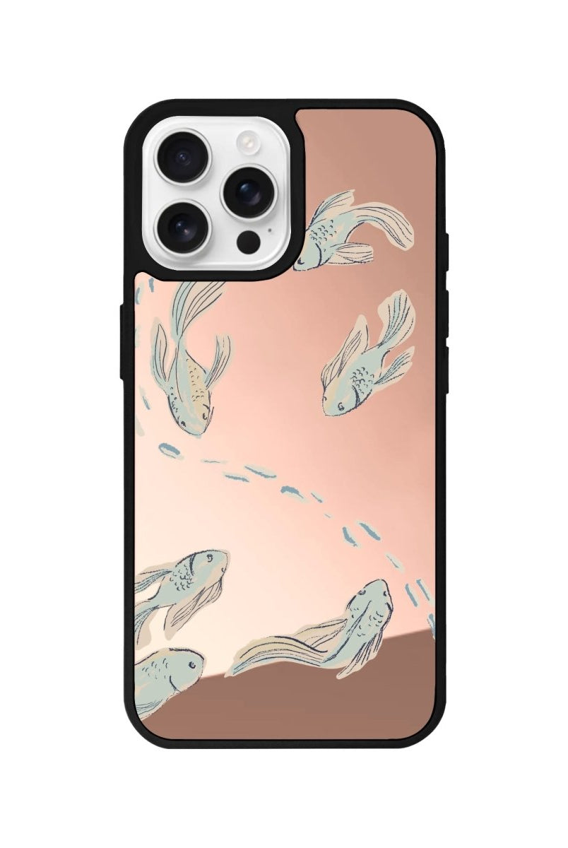 iPhone 16 Pro Koi Fish Mirror Aynalı Telefon Kılıfı Metalik Pembe - SUMTHINCS