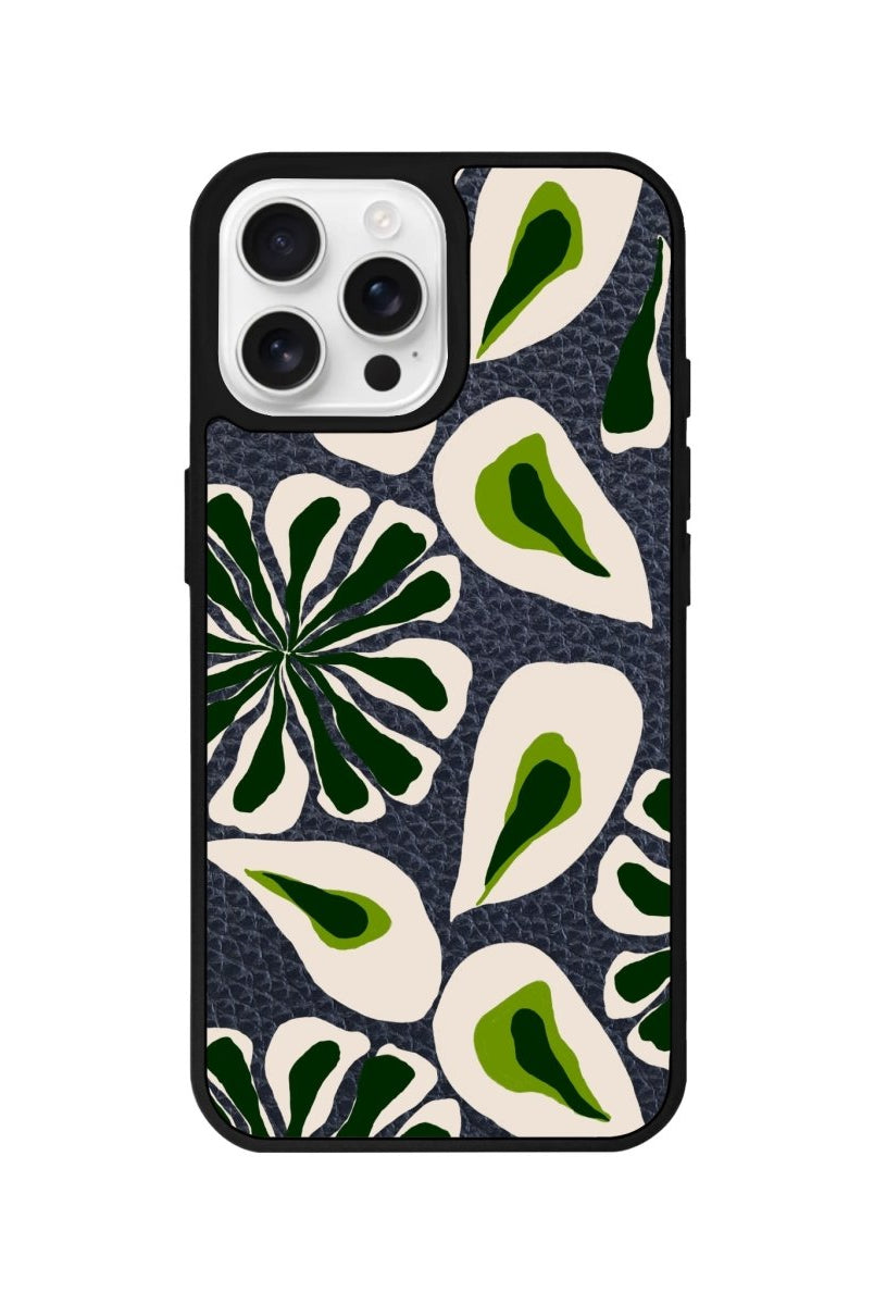 iPhone 16 Pro Leafs Leather Vegan Deri Telefon Kılıfı Pasifik Mavi - SUMTHINCS