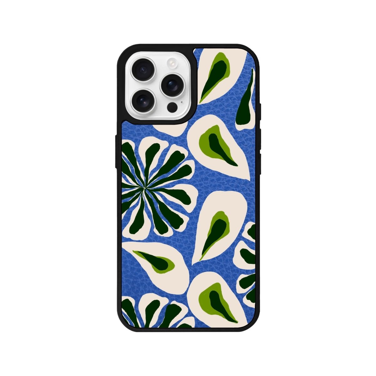 iPhone 16 Pro Leafs Leather Vegan Deri Telefon Kılıfı Mavi - SUMTHINCS