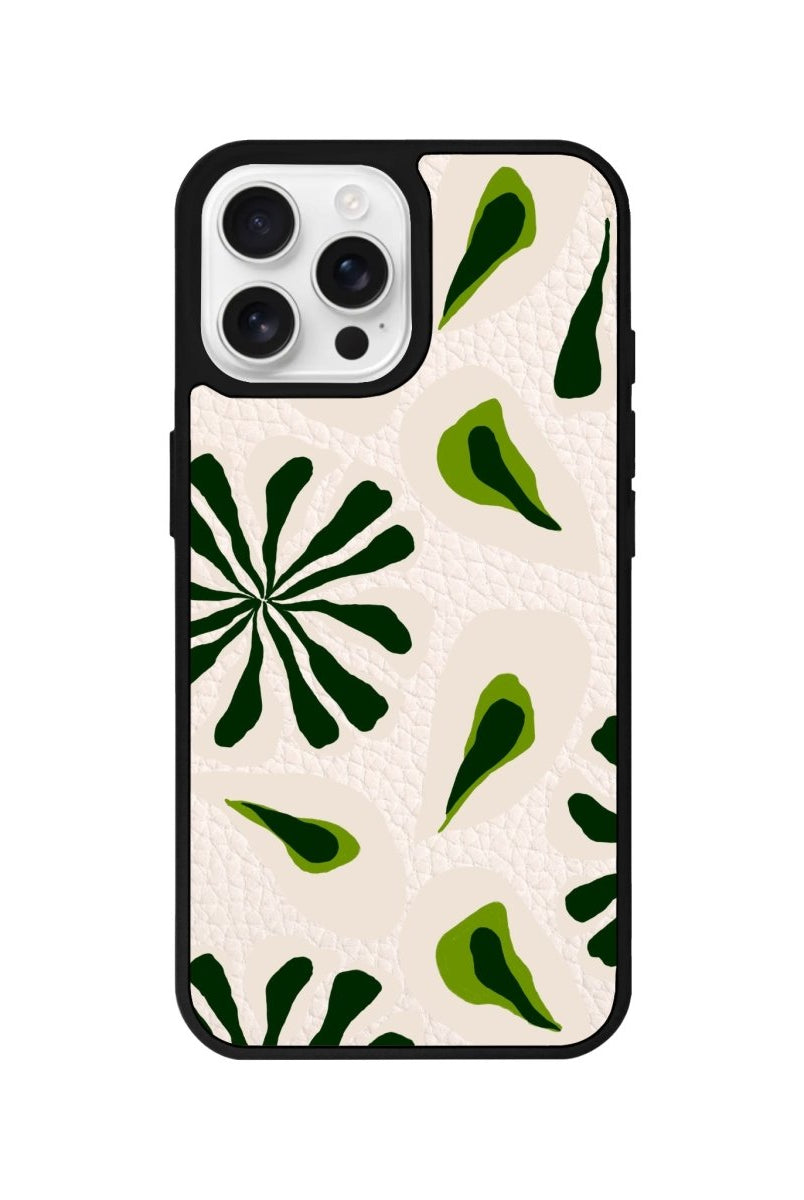 iPhone 16 Pro Leafs Leather Vegan Deri Telefon Kılıfı - SUMTHINCS