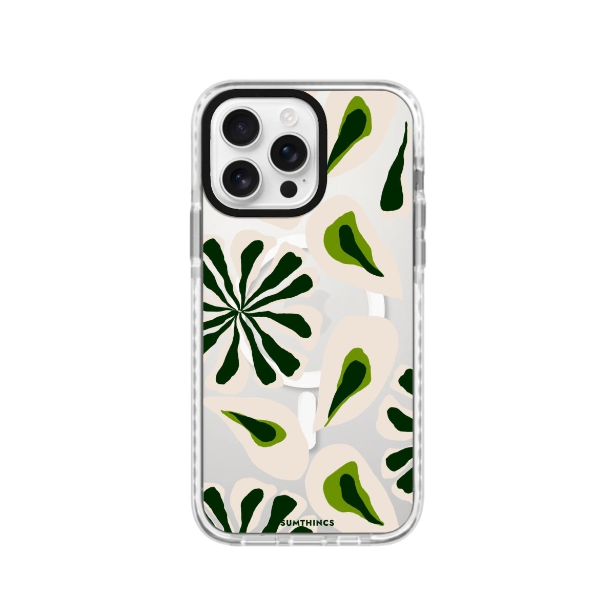 iPhone 16 Pro Leafs Magsafe Procase Şeffaf Telefon Kılıfı Beyaz Şeffaf - SUMTHINCS