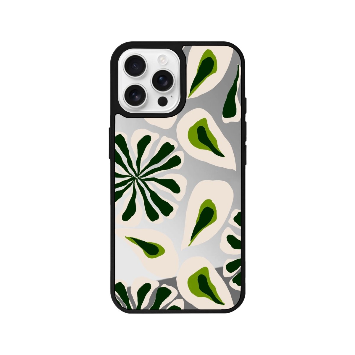 iPhone 16 Pro Leafs Mirror Aynalı Telefon Kılıfı Gümüş - SUMTHINCS