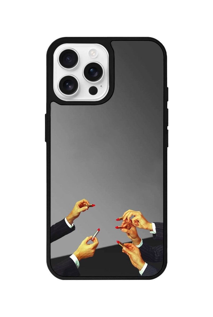 iPhone 16 Pro Lipstick Mirror Aynalı Telefon Kılıfı Antrasit - SUMTHINCS
