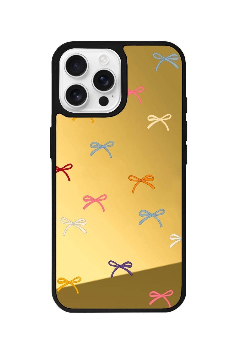 iPhone 16 Pro Little Bows Mirror Aynalı Telefon Kılıfı Altın - SUMTHINCS