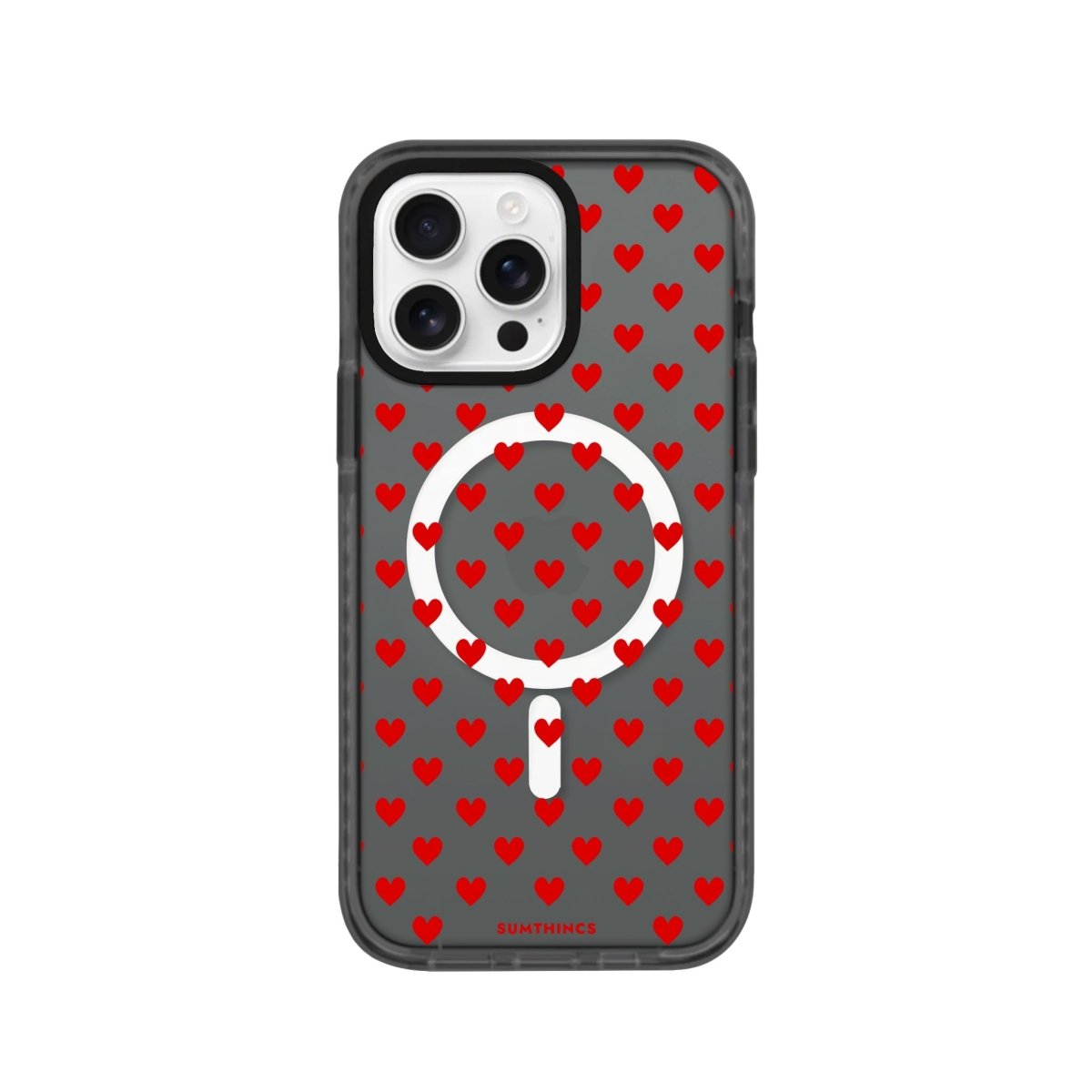 iPhone 16 Pro Little Hearts Magsafe Procase Şeffaf Telefon Kılıfı Antrasit - SUMTHINCS