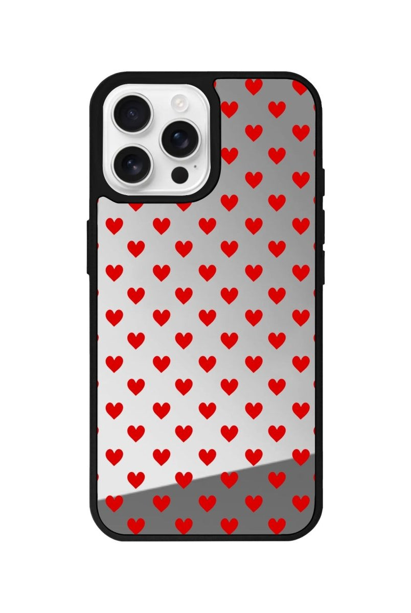 iPhone 16 Pro Little Hearts Mirror Aynalı Telefon Kılıfı Gümüş - SUMTHINCS