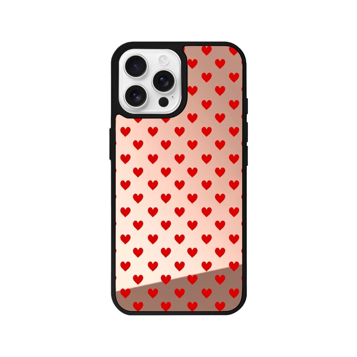 iPhone 16 Pro Little Hearts Mirror Aynalı Telefon Kılıfı Metalik Pembe - SUMTHINCS