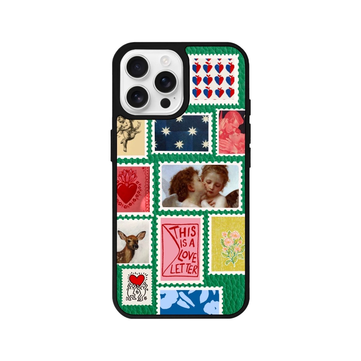 iPhone 16 Pro Love Letter Leather Vegan Deri Telefon Kılıfı Yeşil - SUMTHINCS