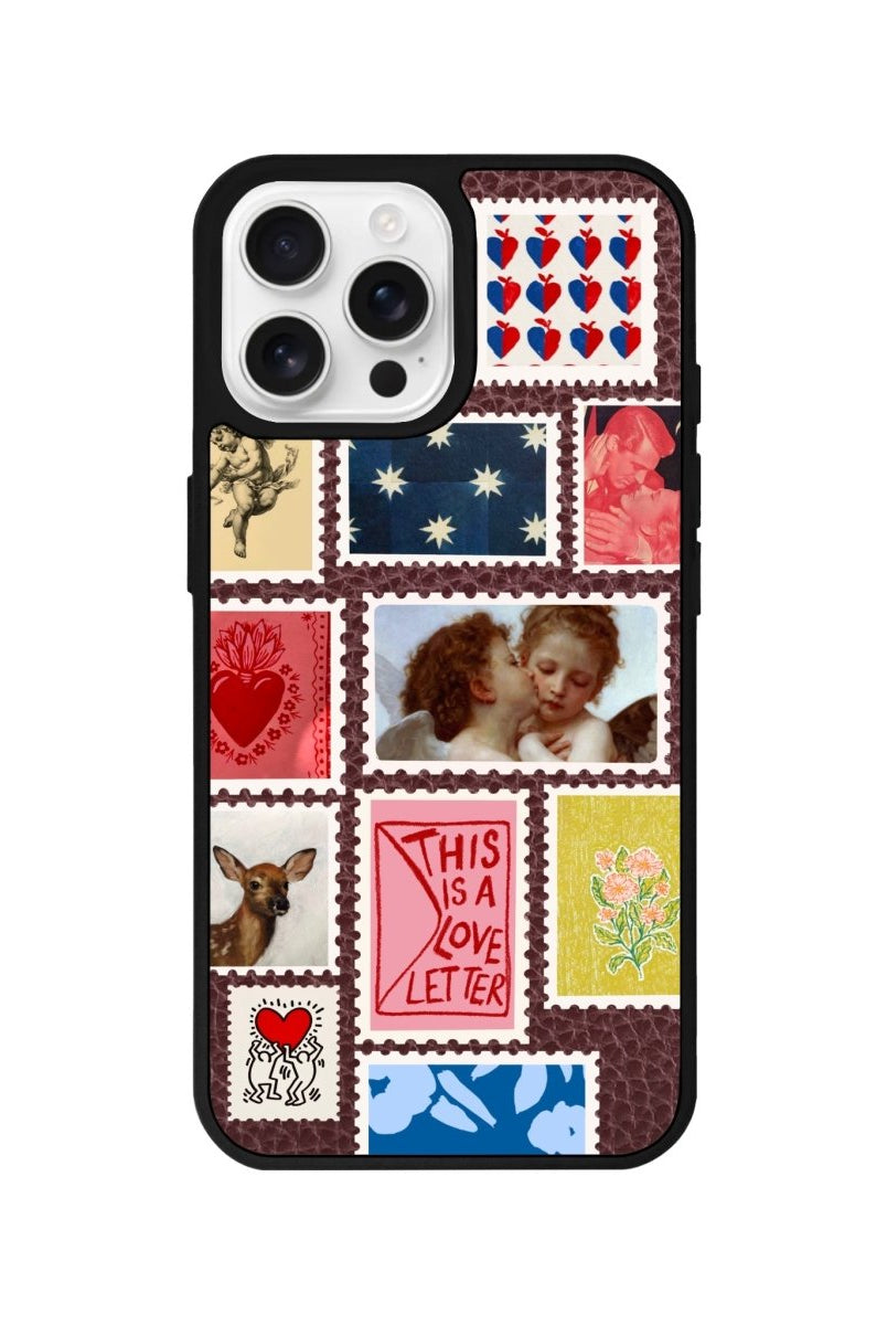 iPhone 16 Pro Love Letter Leather Vegan Deri Telefon Kılıfı Bordo - SUMTHINCS