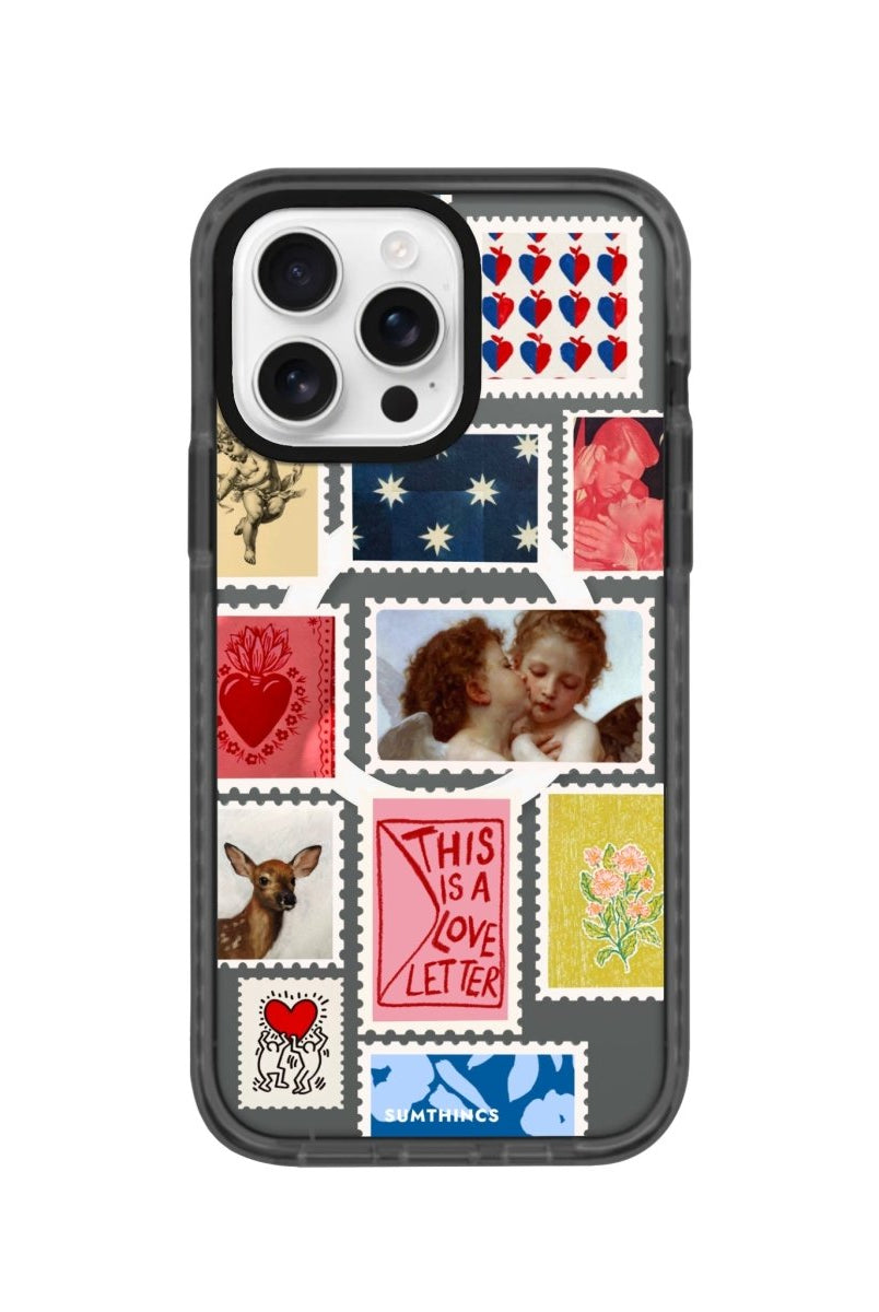 iPhone 16 Pro Love Letter Magsafe Procase Şeffaf Telefon Kılıfı Antrasit - SUMTHINCS