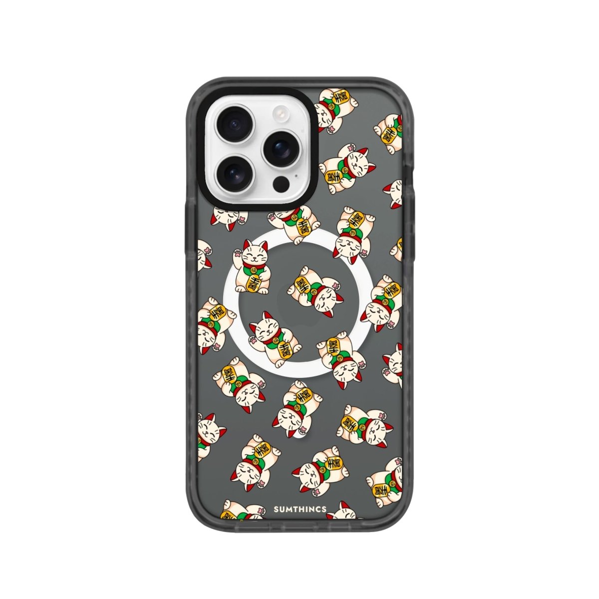 iPhone 16 Pro Maneki Neko Magsafe Procase Şeffaf Telefon Kılıfı Antrasit - SUMTHINCS