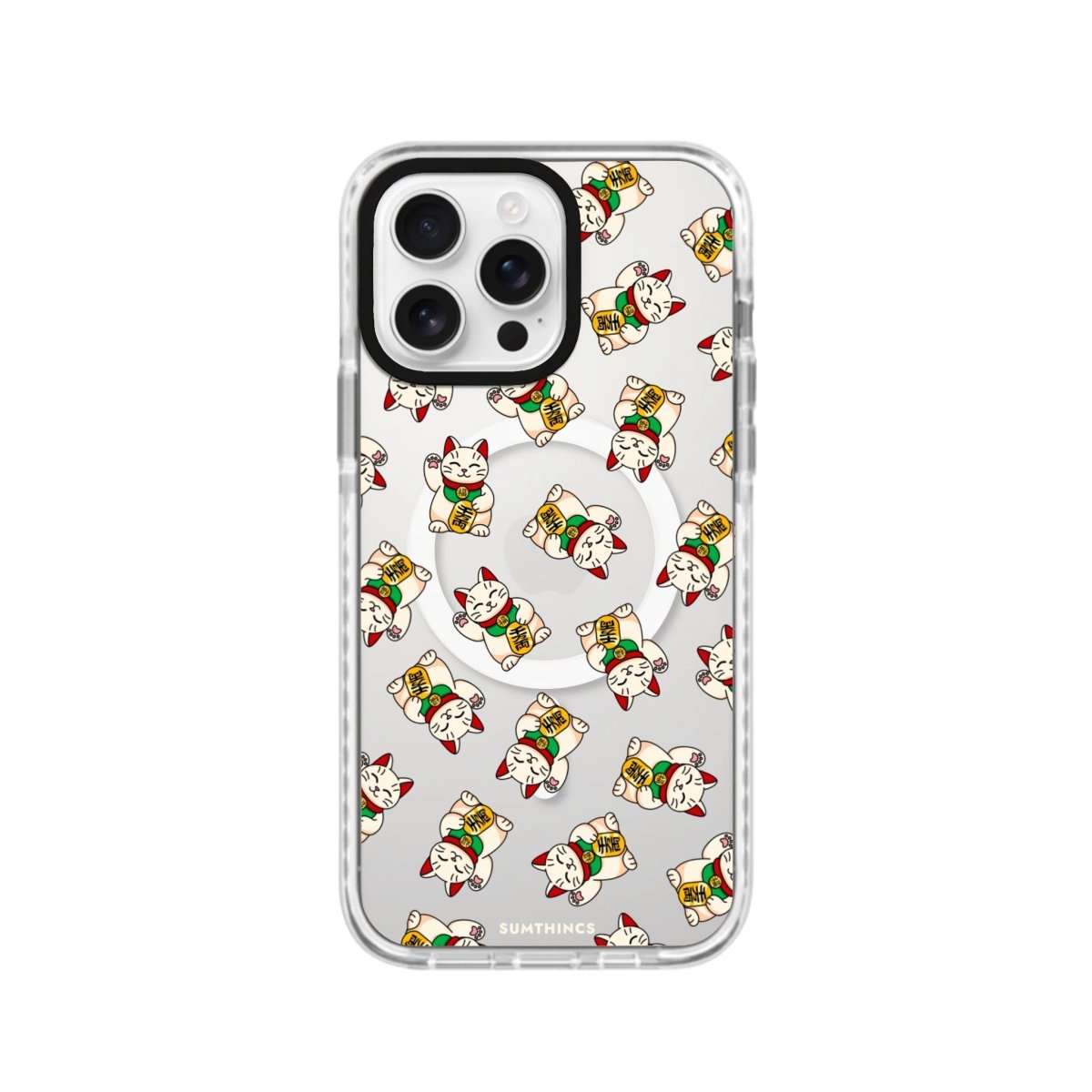 iPhone 16 Pro Maneki Neko Magsafe Procase Şeffaf Telefon Kılıfı Beyaz Şeffaf - SUMTHINCS