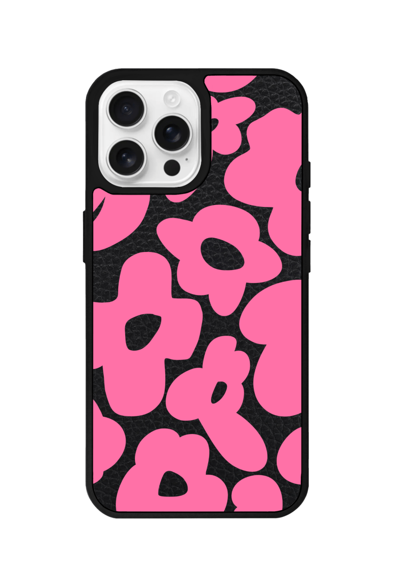 iPhone 16 Pro Max Daisy Pop Leather Deri Telefon Kılıfı Siyah - SUMTHINCS