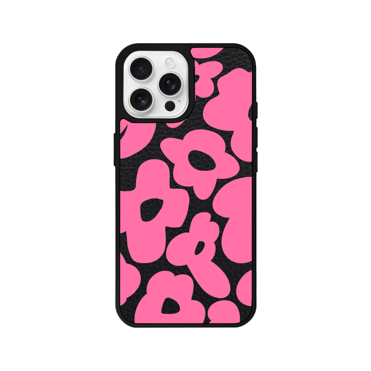 iPhone 16 Pro Max Daisy Pop Leather Deri Telefon Kılıfı Siyah - SUMTHINCS