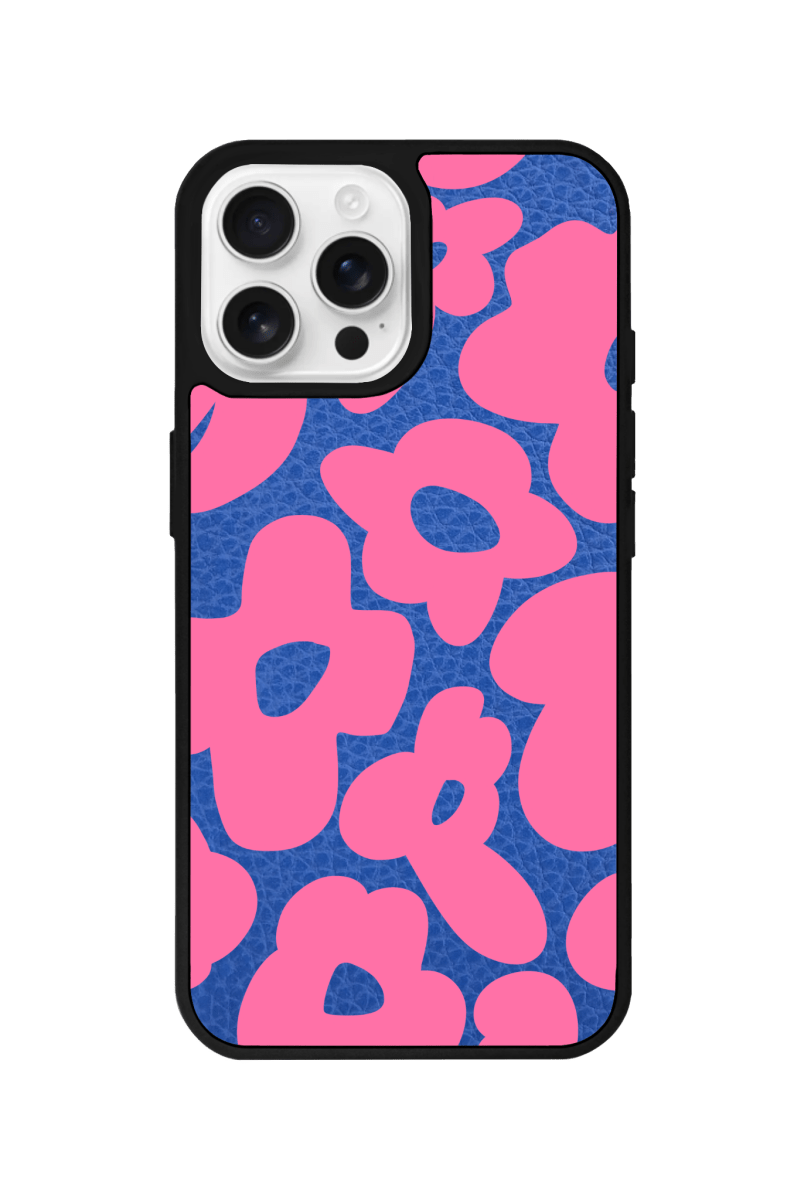 iPhone 16 Pro Max Daisy Pop Leather Deri Telefon Kılıfı Mavi - SUMTHINCS