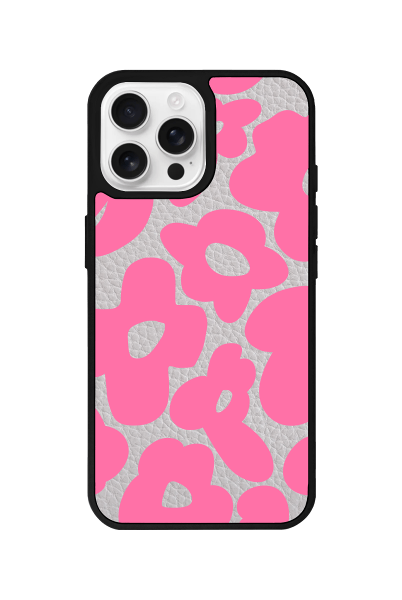 iPhone 16 Pro Max Daisy Pop Leather Deri Telefon Kılıfı Gri - SUMTHINCS