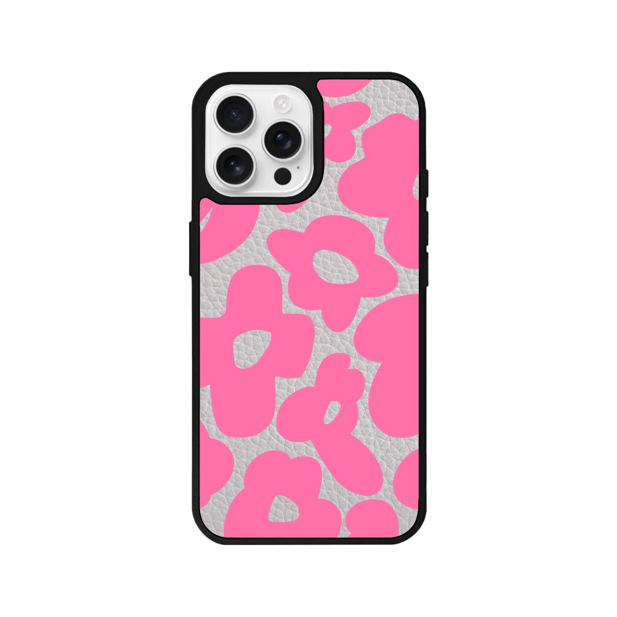 iPhone 16 Pro Max Daisy Pop Leather Deri Telefon Kılıfı Gri - SUMTHINCS