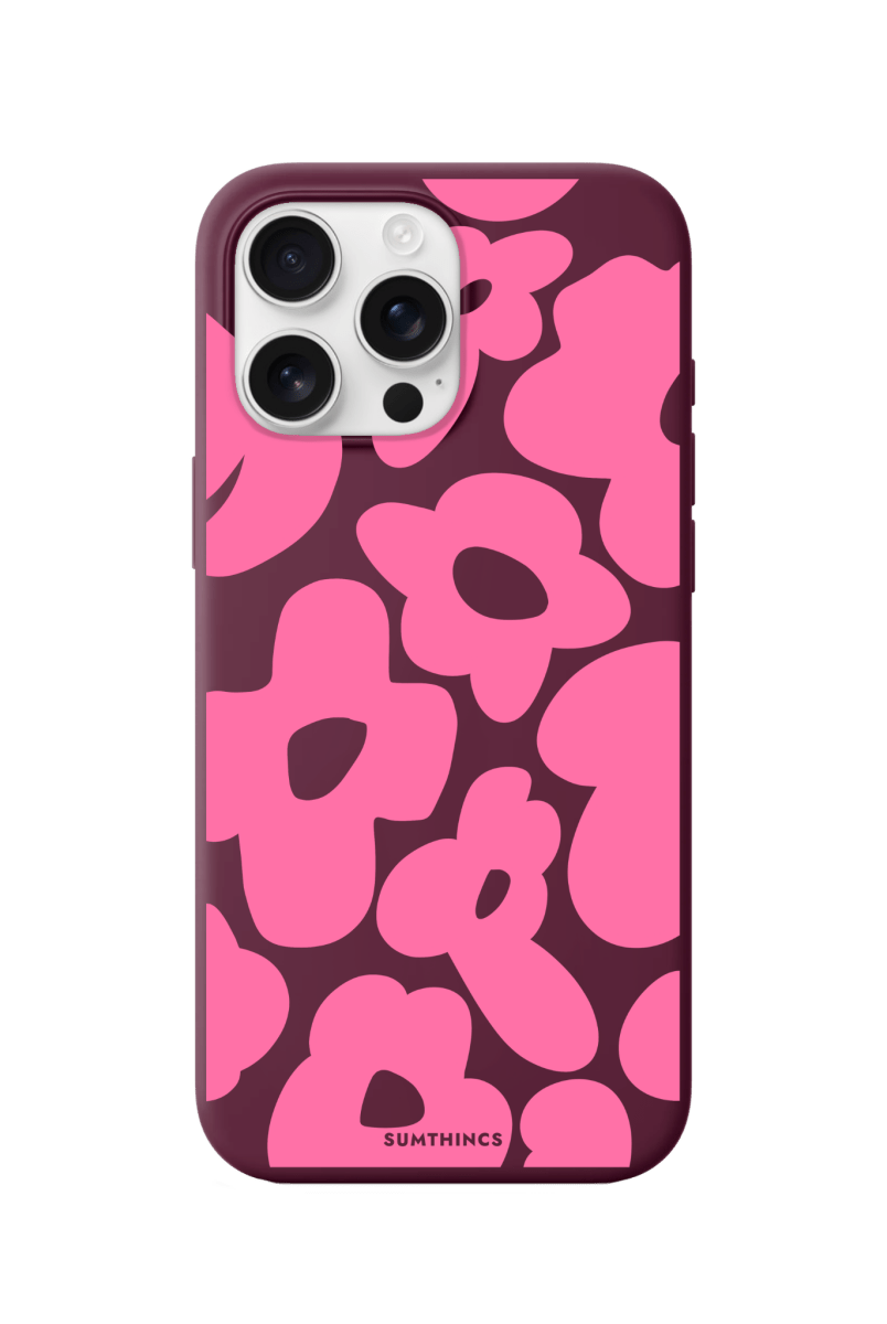 iPhone 16 Pro Max Daisy Pop Premium Telefon Kılıfı Bordo - SUMTHINCS