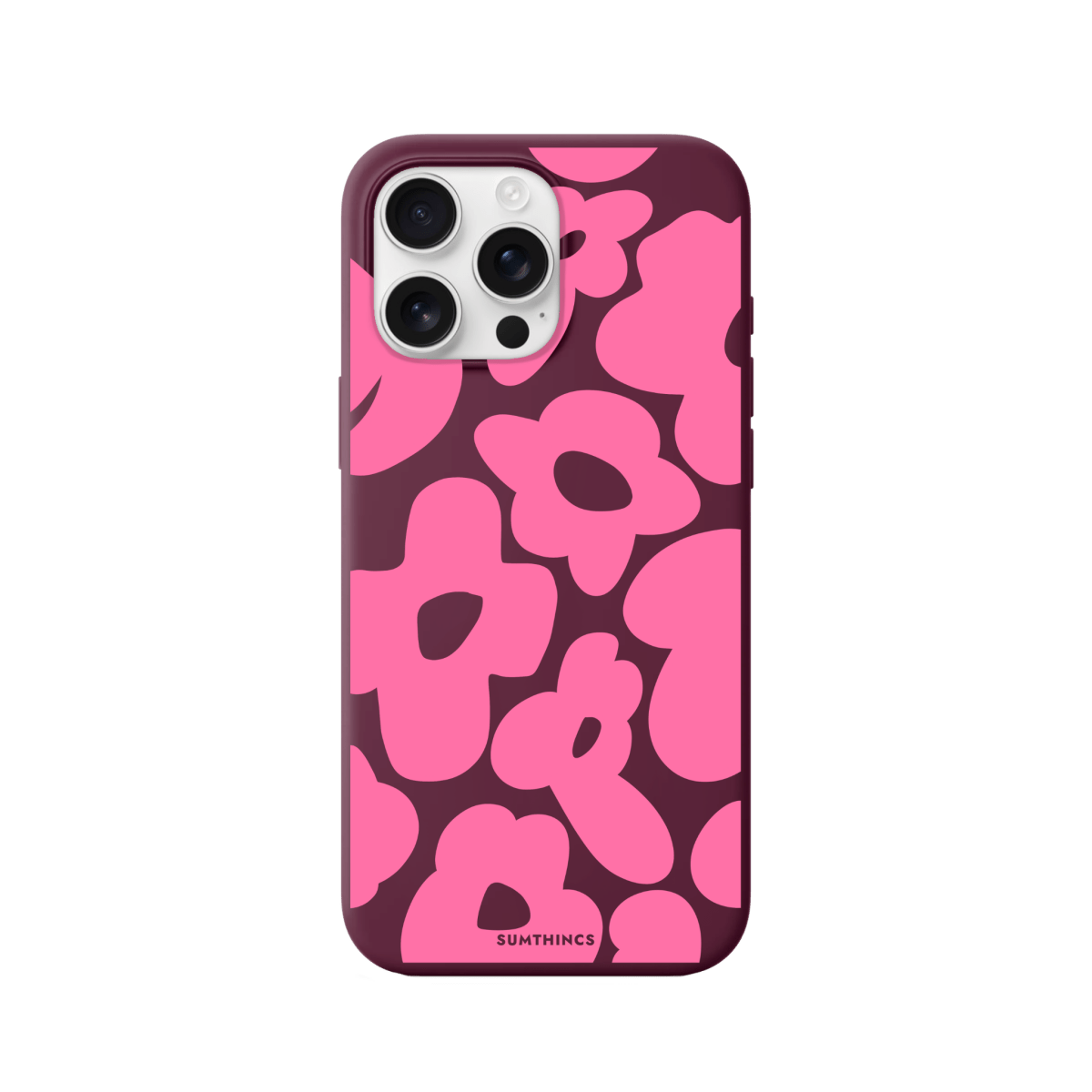 iPhone 16 Pro Max Daisy Pop Premium Telefon Kılıfı Bordo - SUMTHINCS