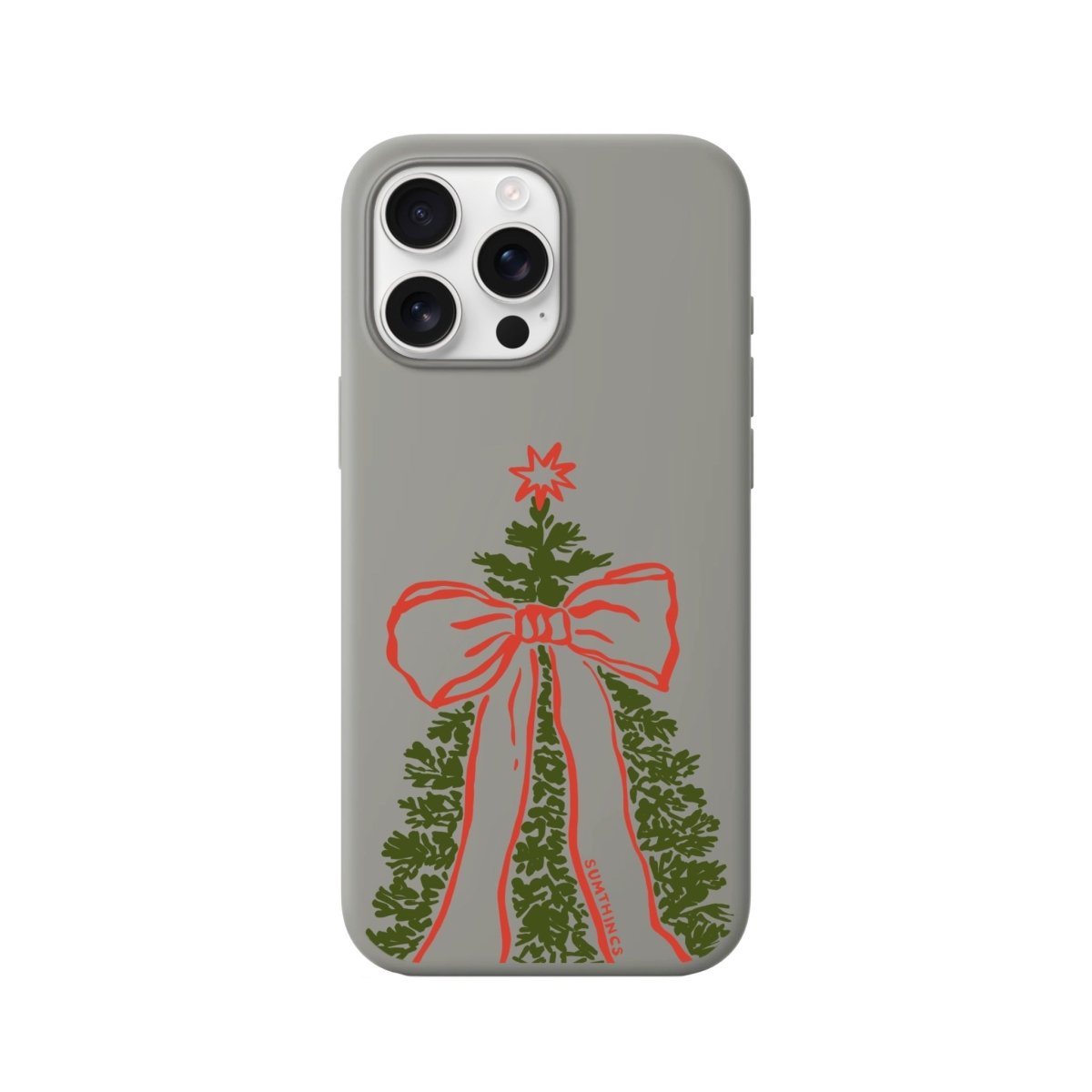 iPhone 16 Pro Max Festive Ribbon Premium Telefon Kılıfı Gri - SUMTHINCS