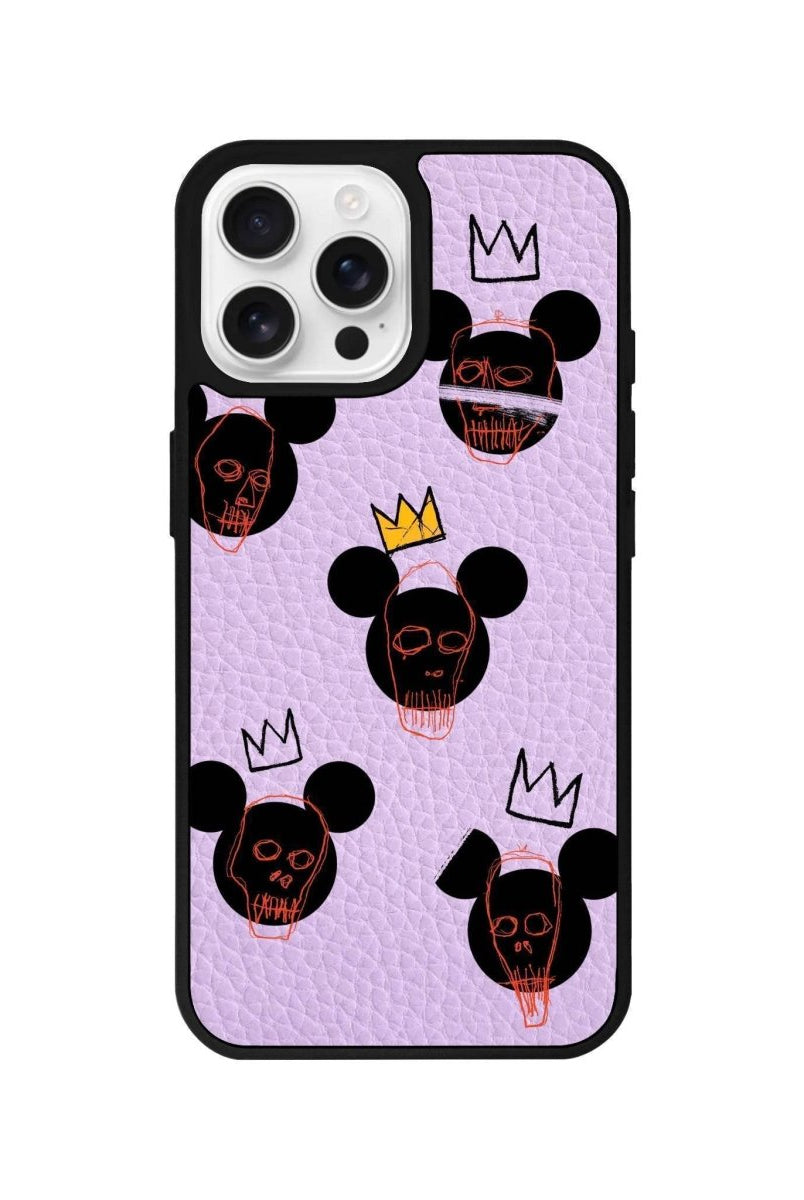 iPhone 16 Pro Mickeys Midnight Leather Vegan Deri Telefon Kılıfı Lila - SUMTHINCS