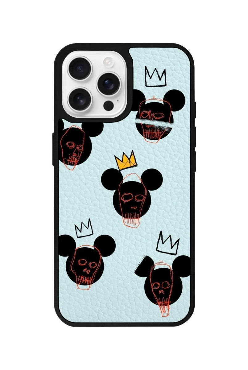 iPhone 16 Pro Mickeys Midnight Leather Vegan Deri Telefon Kılıfı Açık Mavi - SUMTHINCS