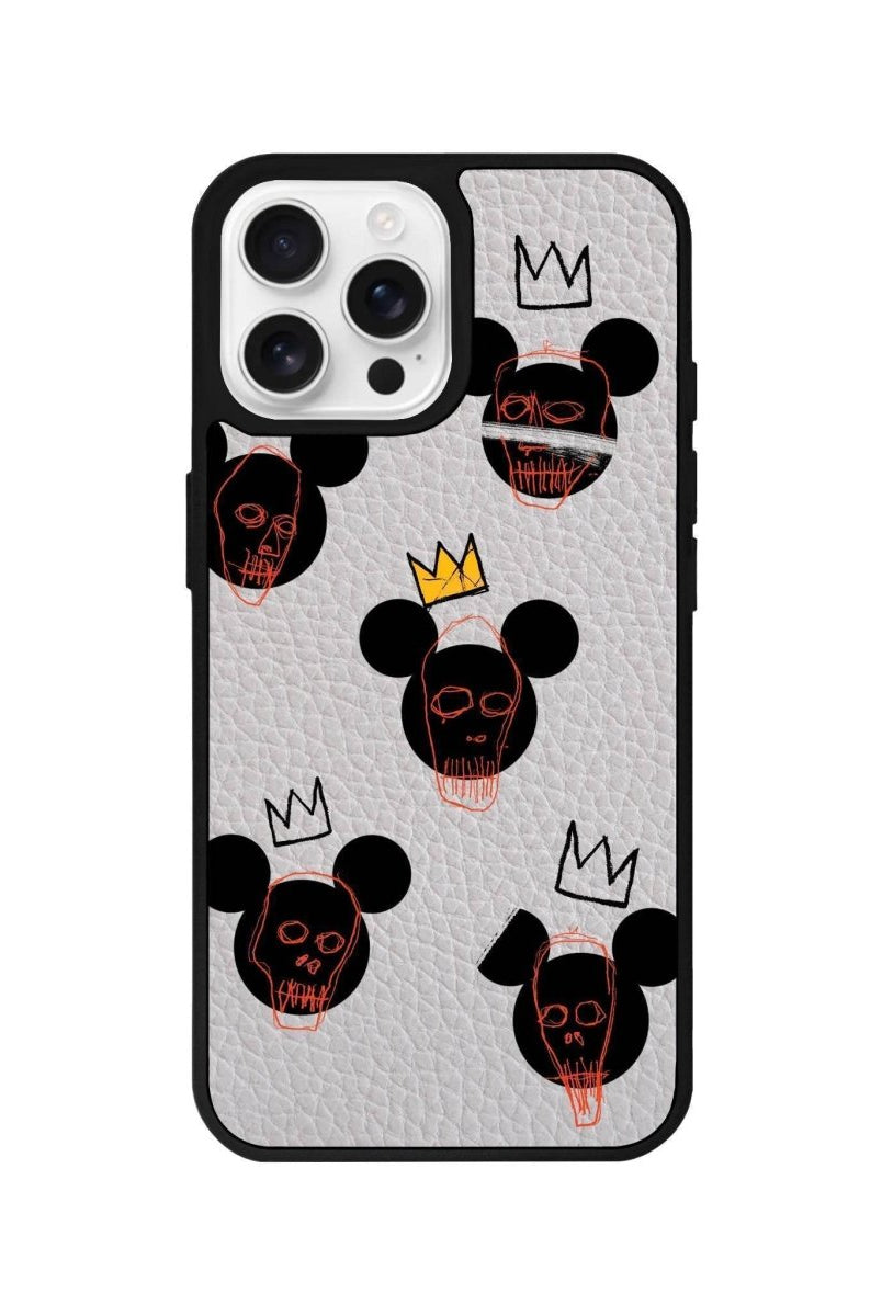 iPhone 16 Pro Mickeys Midnight Leather Vegan Deri Telefon Kılıfı Gri - SUMTHINCS