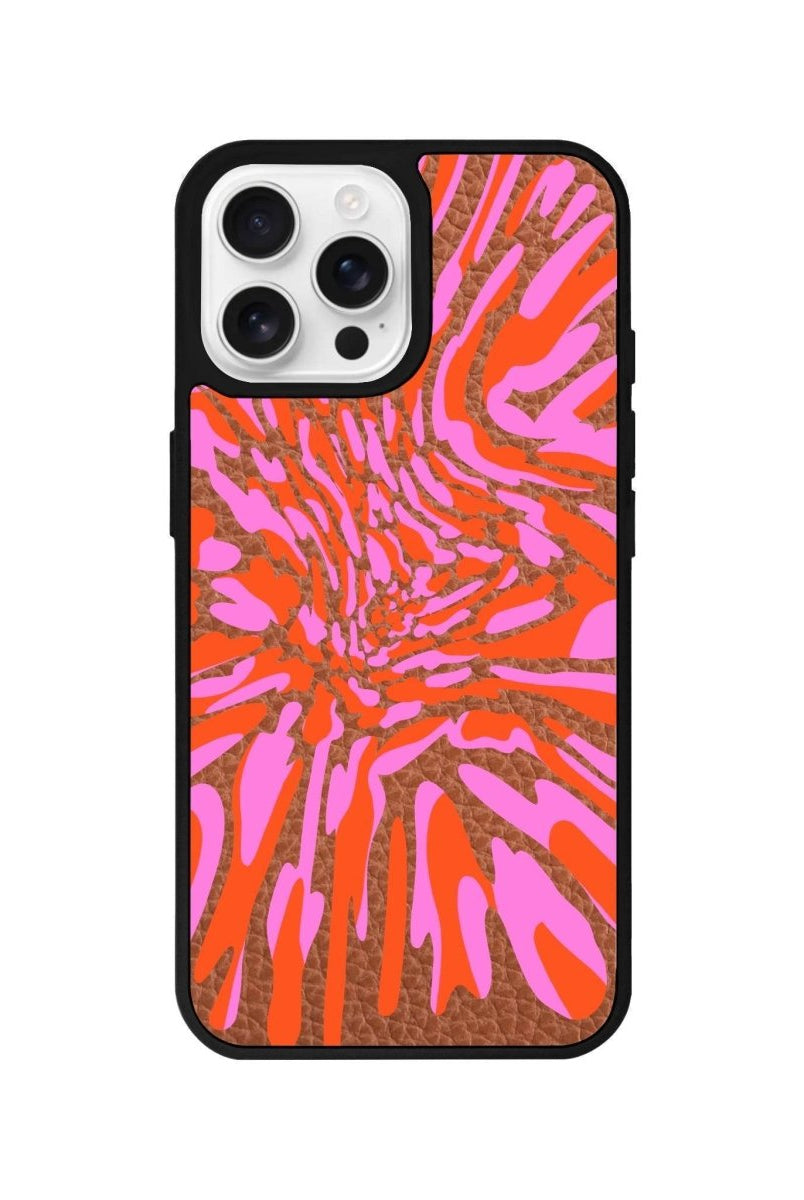 iPhone 16 Pro Neon Dreams Leather Vegan Deri Telefon Kılıfı Kahverengi - SUMTHINCS