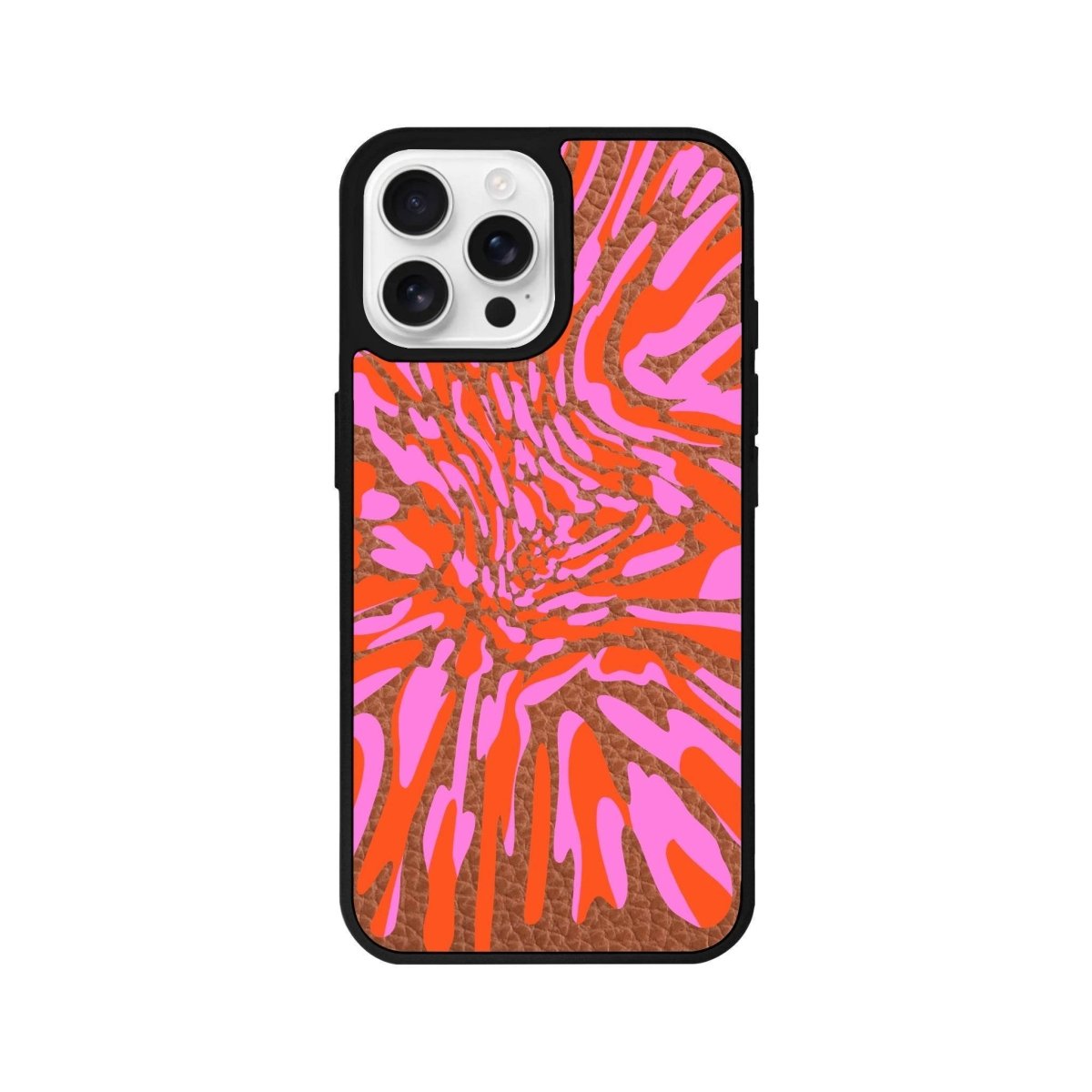 iPhone 16 Pro Neon Dreams Leather Vegan Deri Telefon Kılıfı Kahverengi - SUMTHINCS