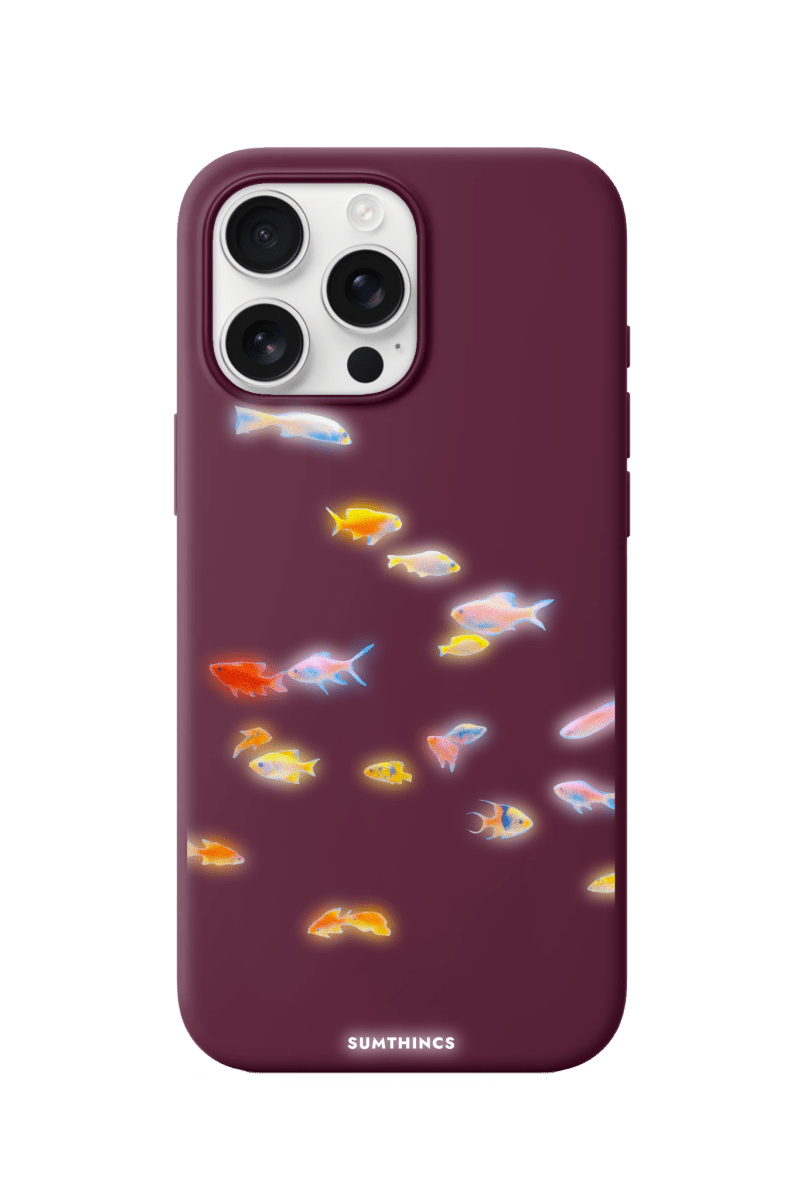 iPhone 16 Pro Neon Fish Premium Telefon Kılıfı Bordo - SUMTHINCS