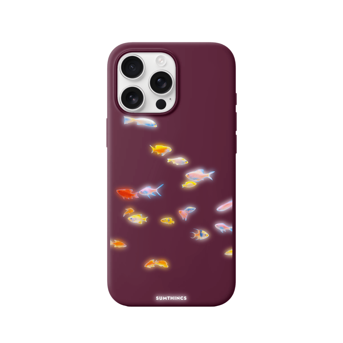 iPhone 16 Pro Neon Fish Premium Telefon Kılıfı Bordo - SUMTHINCS