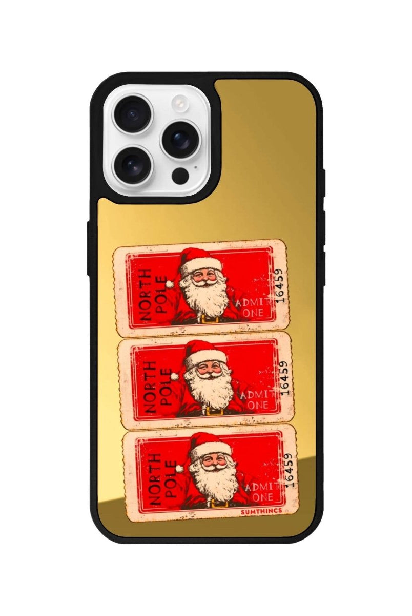 iPhone 16 Pro Northpole Ticket Mirror Aynalı Telefon Kılıfı Altın - SUMTHINCS