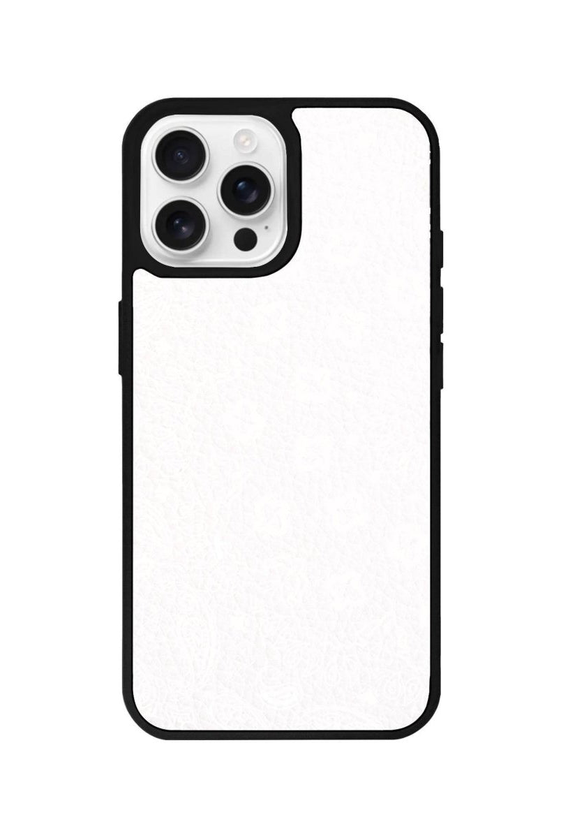 iPhone 16 Pro Paisley Leather Vegan Deri Telefon Kılıfı Beyaz - SUMTHINCS