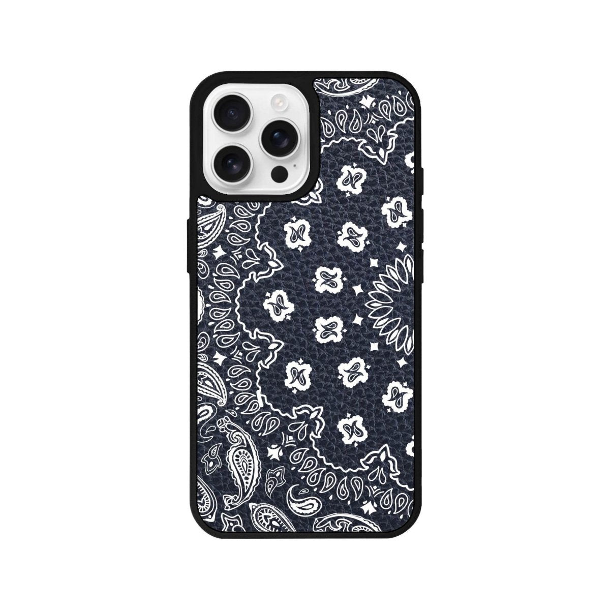 iPhone 16 Pro Paisley Leather Vegan Deri Telefon Kılıfı Pasifik Mavi - SUMTHINCS