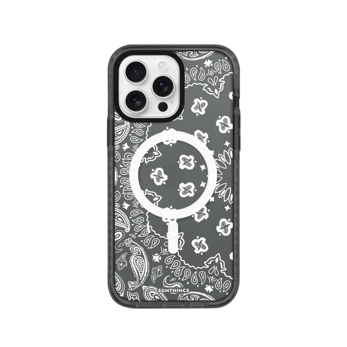 iPhone 16 Pro Paisley Magsafe Procase Şeffaf Telefon Kılıfı Antrasit - SUMTHINCS