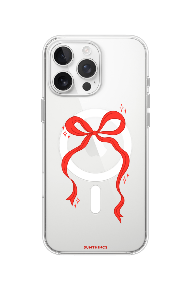iPhone 16 Pro Red Bow Clear Magsafe Şeffaf Telefon Kılıfı - SUMTHINCS