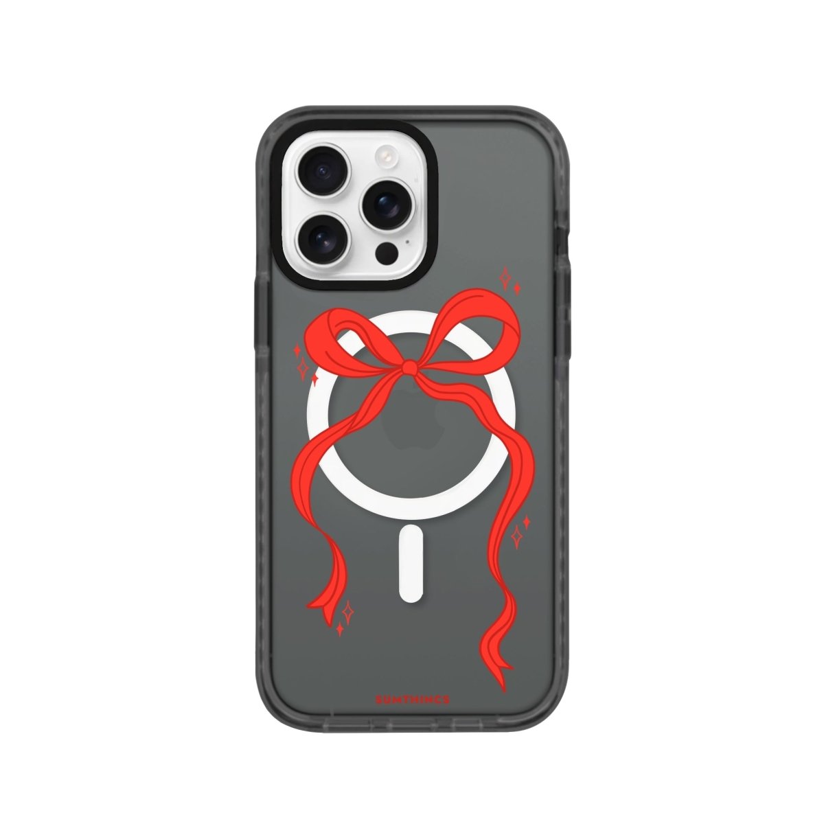 iPhone 16 Pro Red Bow Magsafe Procase Şeffaf Telefon Kılıfı Antrasit - SUMTHINCS