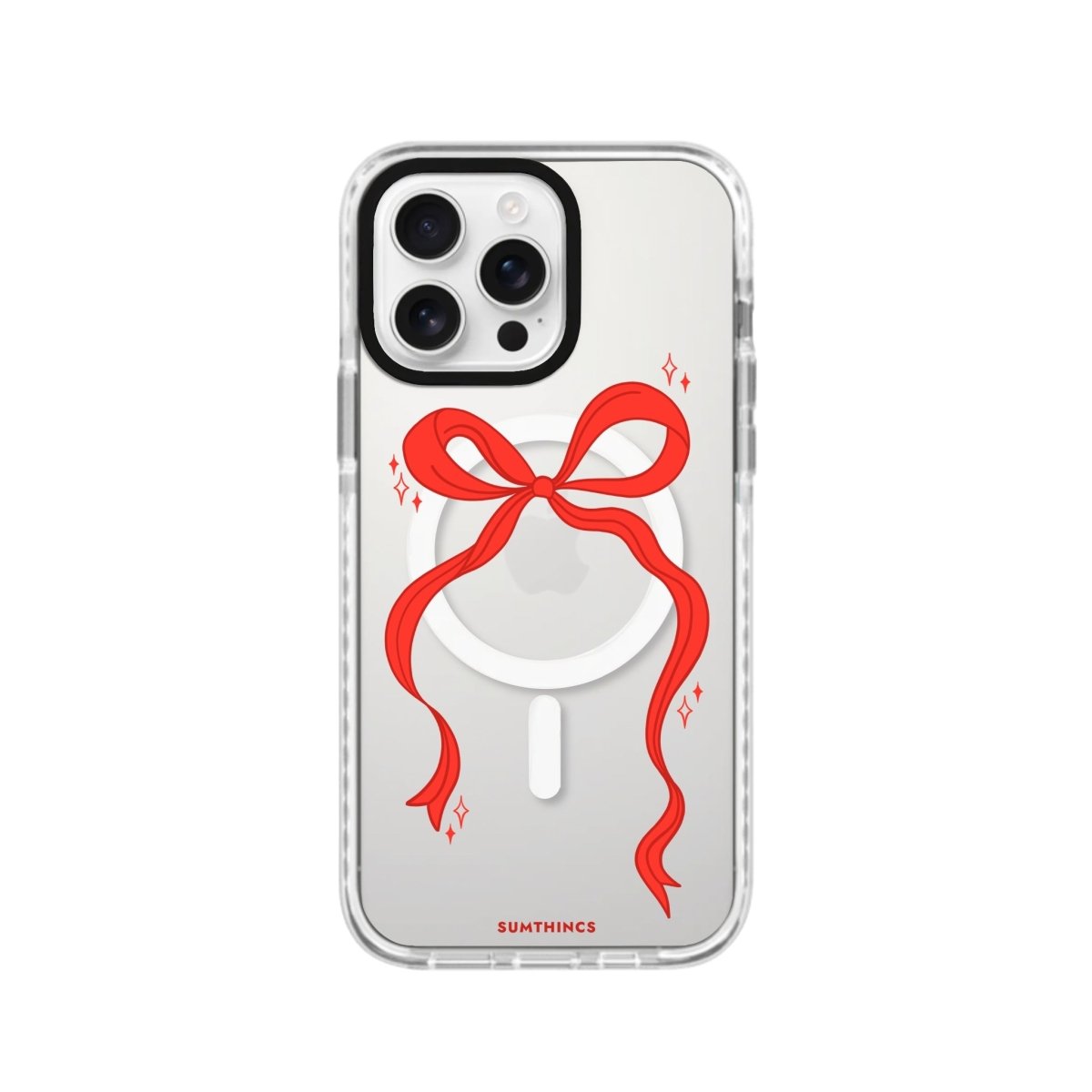 iPhone 16 Pro Red Bow Magsafe Procase Şeffaf Telefon Kılıfı Beyaz Şeffaf - SUMTHINCS
