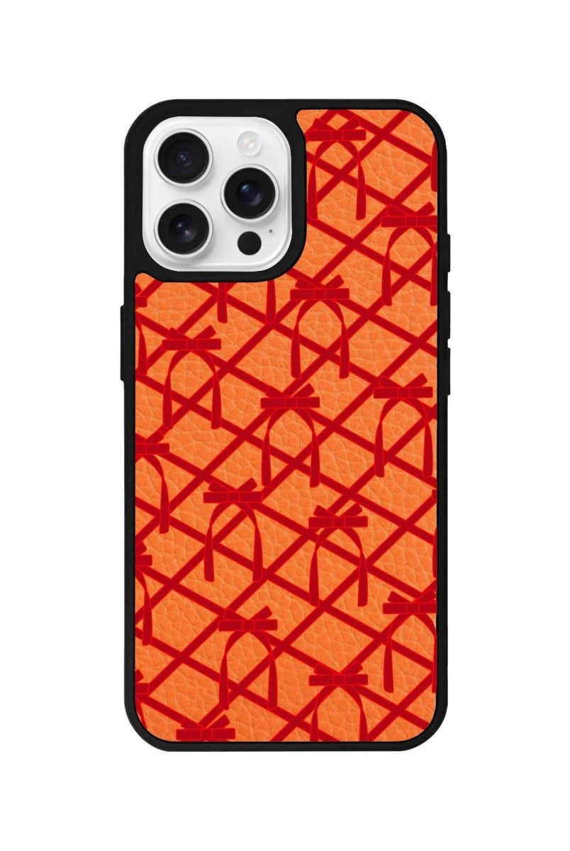 iPhone 16 Pro Ribbon Grid Leather Vegan Deri Telefon Kılıfı - SUMTHINCS