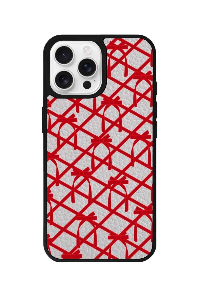 iPhone 16 Pro Ribbon Grid Leather Vegan Deri Telefon Kılıfı - SUMTHINCS