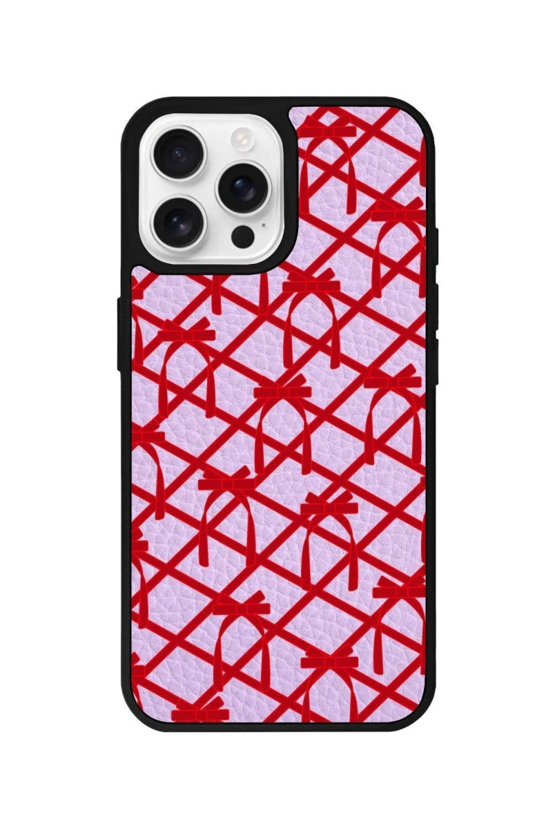 iPhone 16 Pro Ribbon Grid Leather Vegan Deri Telefon Kılıfı - SUMTHINCS