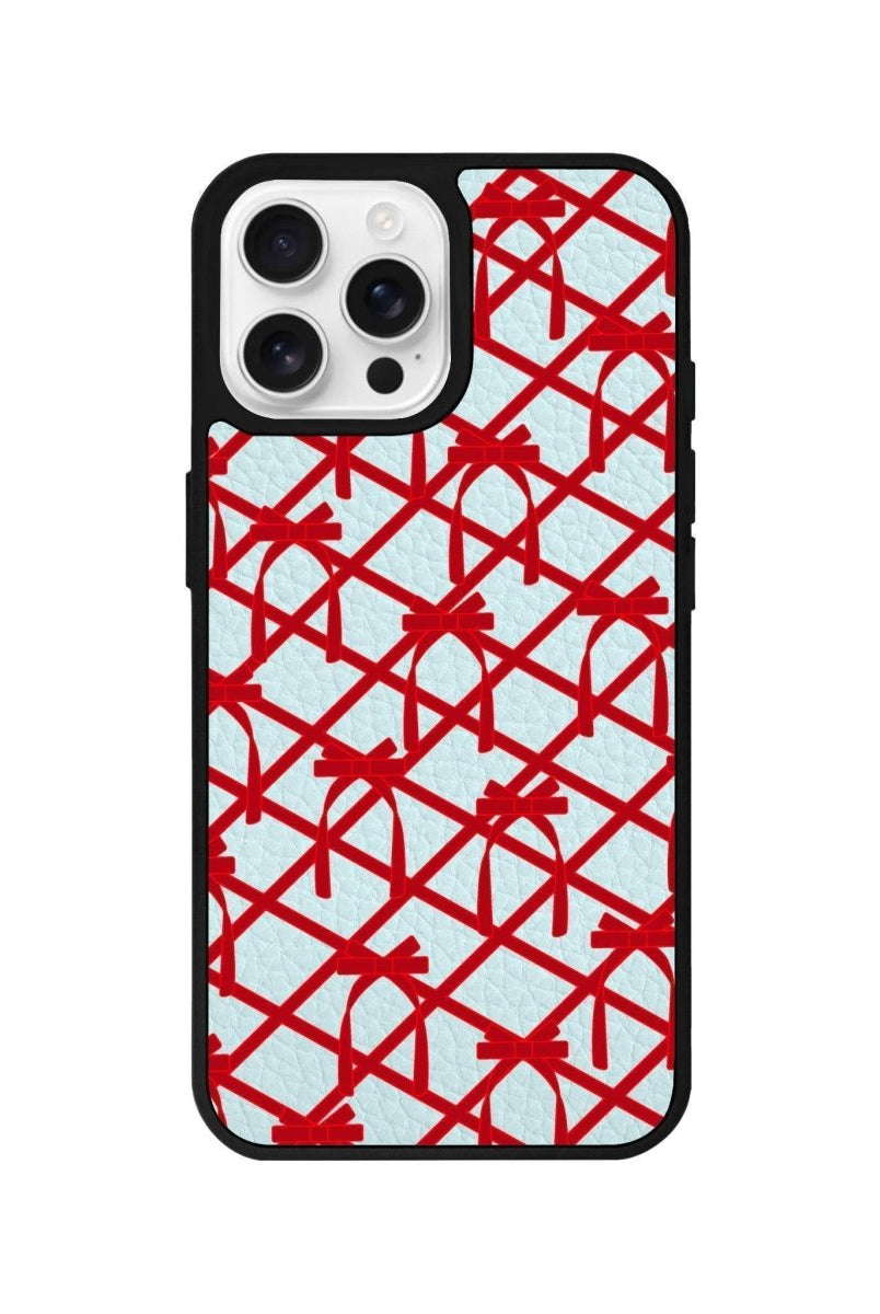 iPhone 16 Pro Ribbon Grid Leather Vegan Deri Telefon Kılıfı - SUMTHINCS